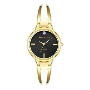 Women's Genuine Diamond Dial Bangle Watch Gold /Black